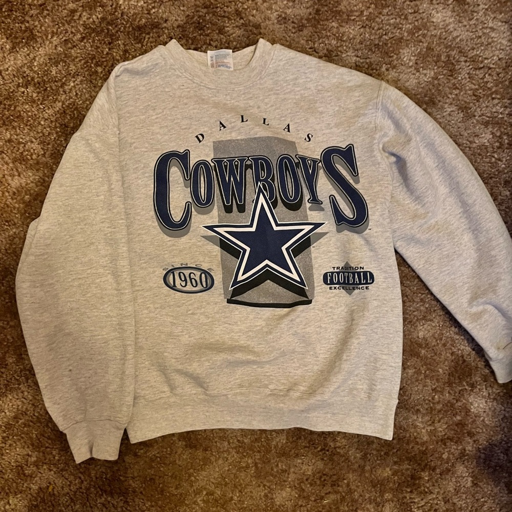 Vintage Hanes Gray Dallas Cowboys Crewneck Sweater